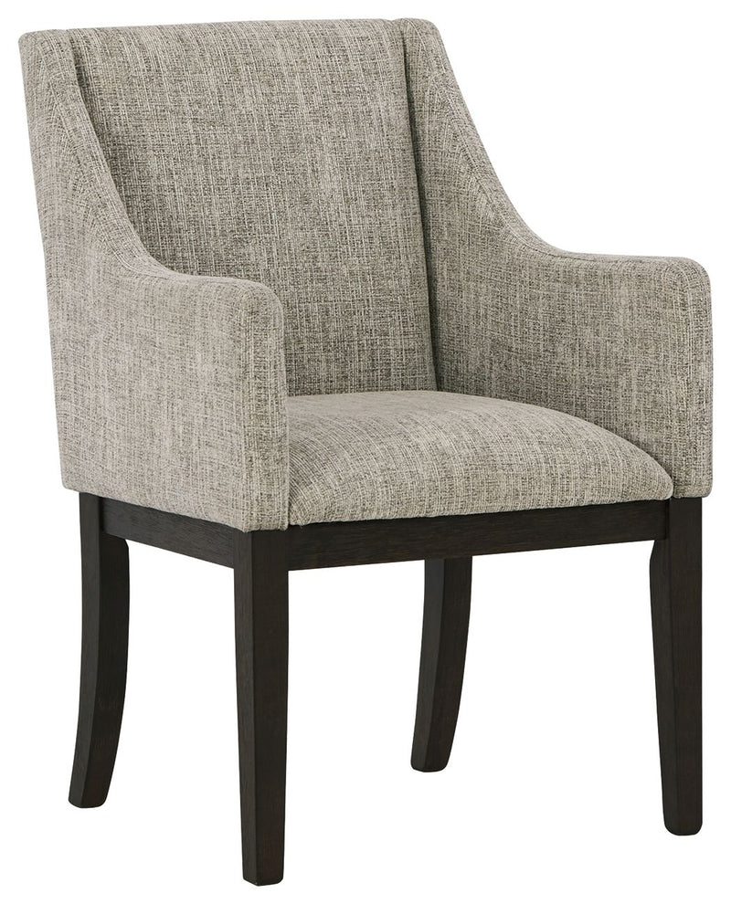 Burkhaus - Dining UPH Arm Chair (Set of 2) - Beige / Dark Brown - R&R Furniture Gallery (Fountain Valley, CA)
