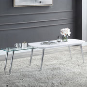 Patina - Coffee Table - White & Chrome - R&R Furniture Gallery (Fountain Valley, CA)
