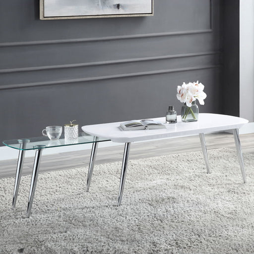 Patina - Coffee Table - White & Chrome - R&R Furniture Gallery (Fountain Valley, CA)