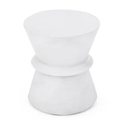 Outdoor Lightweight Concrete End Table With Hourglass Structure - Antique White - R&R Furniture Gallery (Fountain Valley, CA)