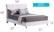 Elegant upholstered bed with a padded headboard and wooden frame from Glory Furniture, showcasing a modern, stylish bedroom centerpiece.