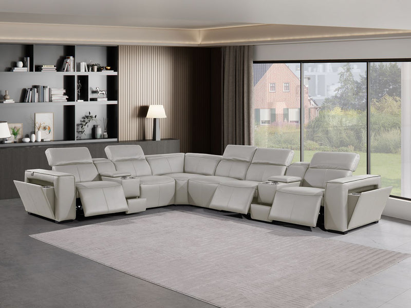 1224 - 8-Piece L-Shaped Sectional Sofa In With 3 Power Recliners & Power Headrests
