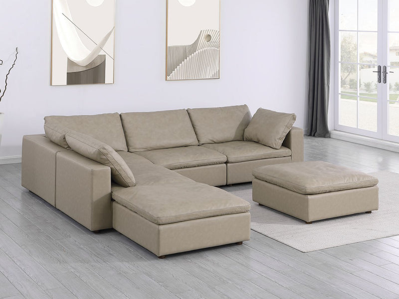 1100 - 6-Piece Left Arm Facing 3-Seat Sectional (Top-Grain Italian Leather) - R&R Furniture Gallery (Fountain Valley, CA)