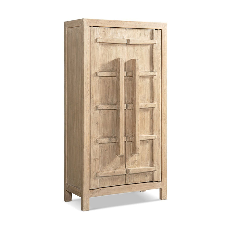 Jennifer Taylor Home Rowan storage cabinet with double doors in natural wood finish, accent cabinet for living room or entryway.