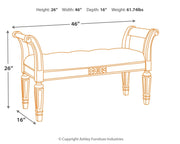 Realyn - Accent Bench - Antique White - R&R Furniture Gallery (Fountain Valley, CA)