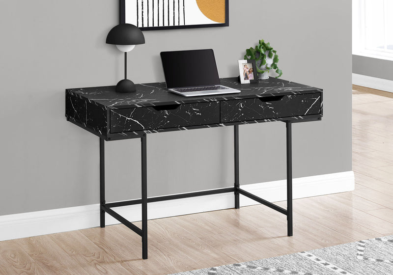 Computer Desk For Home Office, Storage Drawers, Marble Look Contemporary & Modern - R&R Furniture Gallery (Fountain Valley, CA)