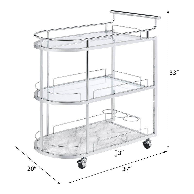 Inyo - Serving Cart - Clear Glass & Chrome - R&R Furniture Gallery (Fountain Valley, CA)