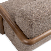 Classic Home Welson swivel accent chair in warm mocha fabric with a rounded back and modern design.