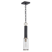 Uttermost Jarsdel 1 Light Industrial Mini Pendant in black hanging from ceiling with modern design.