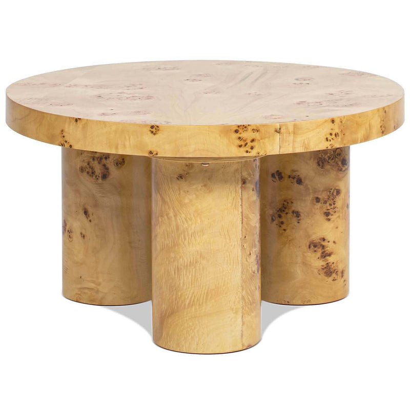 Nebula - Round Pillar Leg Coffee Table - Warm Natural Brown Burl - R&R Furniture Gallery (Fountain Valley, CA)