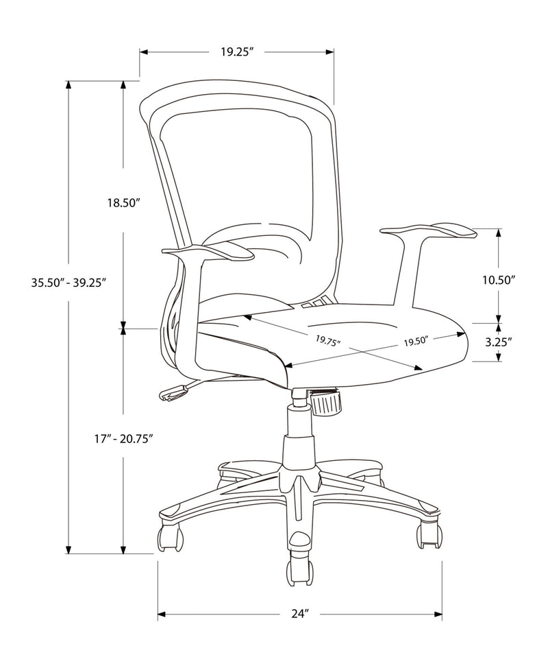 Office Chair, Adjustable Height, Swivel, Ergonomic, Armrests, Mesh - Black - R&R Furniture Gallery (Fountain Valley, CA)