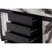 Stacey - Buffet With Storage Drawers And Marble Detailing - Black / Marble - R&R Furniture Gallery (Fountain Valley, CA)