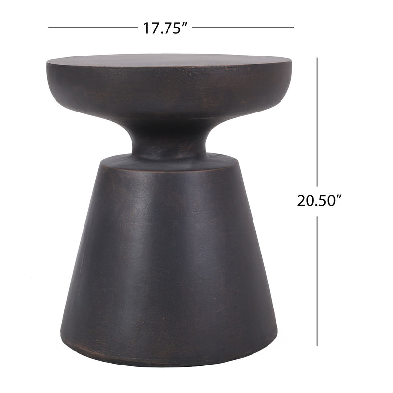 Noble House outdoor concrete end table with half sphere copper top, lightweight and durable for patio or garden use