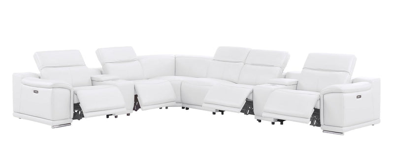 2679 - 8-Piece L-Shaped Power Reclining Sectional In Genuine Leather (4 Recliners)