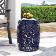 Modern design metal end table by Noble House featuring a large round top and sleek black finish.