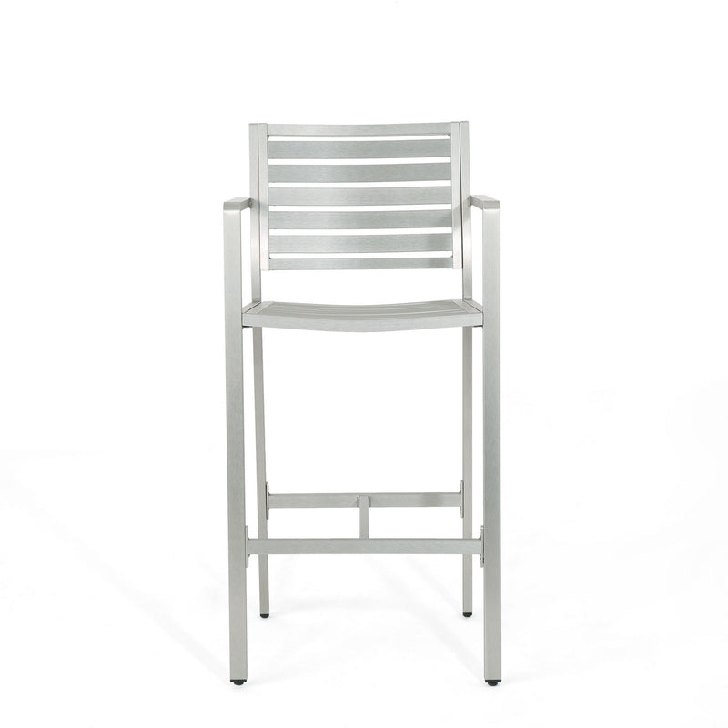 Outdoor Aluminum Rust Proof Barstools (Set of 2) - Silver - R&R Furniture Gallery (Fountain Valley, CA)