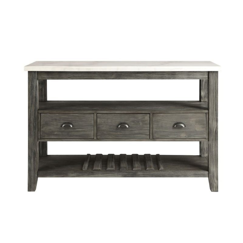 Merel - Server - White Marble Top & Gray Oak - R&R Furniture Gallery (Fountain Valley, CA)