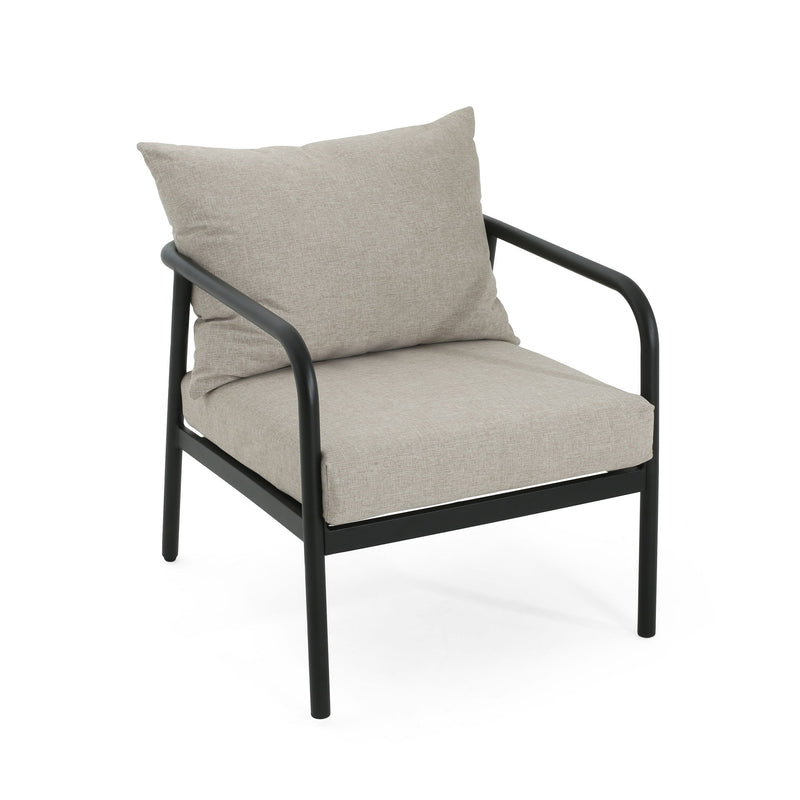Leora - Modern Minimalist Round Tube Sofa Chair With Cushions - Beige / Black - R&R Furniture Gallery (Fountain Valley, CA)