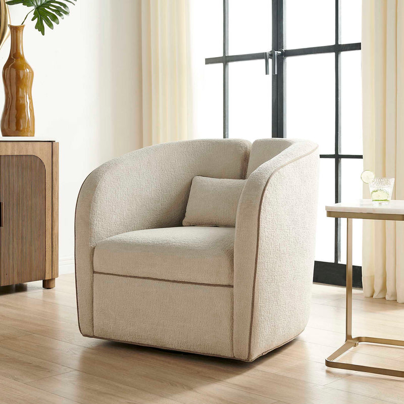 Vega - Ecru Swivel Chair - White