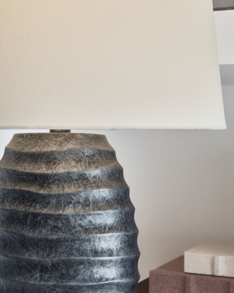 Caronick - Poly Table Lamp (Set of 2) - Antique Silver Finish - R&R Furniture Gallery (Fountain Valley, CA)