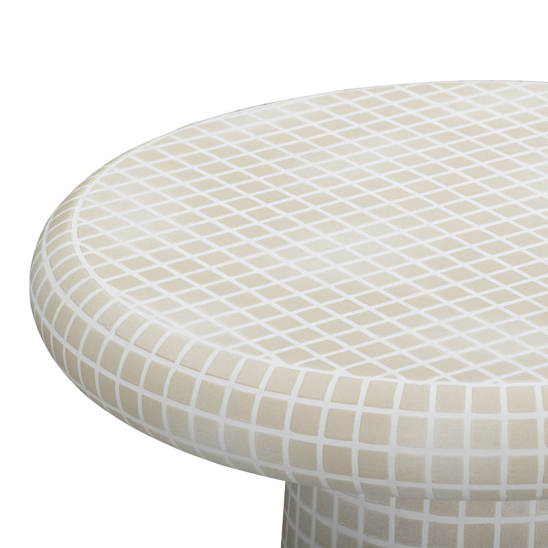 Monica - Tiled Pattern Tall Side Table - Beige