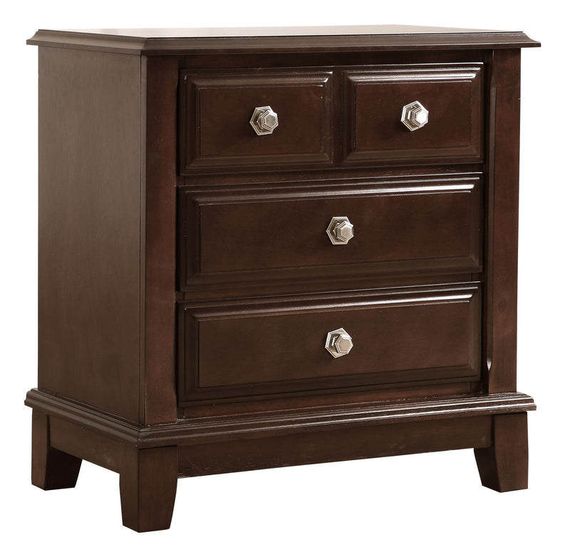 Ashford Cappuccino Accent Nightstand by Glory Furniture with sleek wood finish and modern design, featuring a single drawer and open shelf.