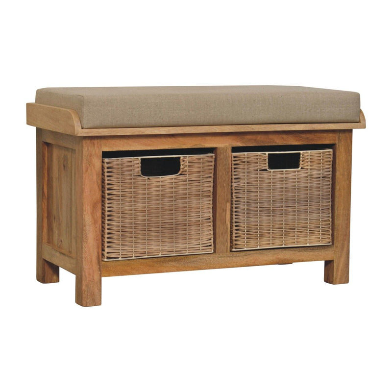 Rattan Basket Linen Bench - Brown - R&R Furniture Gallery (Fountain Valley, CA)