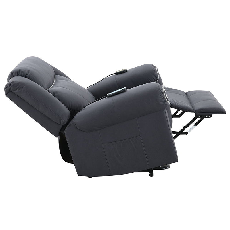 Domana - Power Recliner With Lift & Heating & Massage - Dark Blue Fabric - R&R Furniture Gallery (Fountain Valley, CA)
