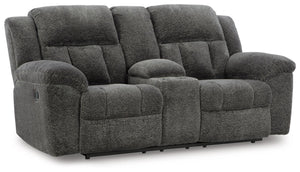 Frohn - Dbl Reclining Loveseat With Console - R&R Furniture Gallery (Fountain Valley, CA)