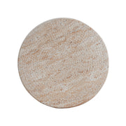 Noble House beige concrete side table with travertine top, suitable for indoor or outdoor use, lightweight and stylish design.