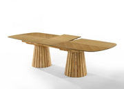 Truman - Mid-Century Modern Natural Oak Extendable Dining Table + 10 Chairs Set — view 3