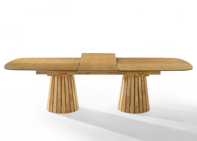 Truman - Mid-Century Modern Natural Oak Extendable Dining Table + 10 Chairs Set — view 4