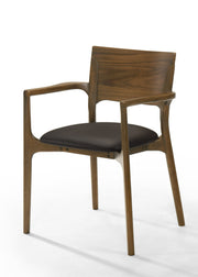 Edelman - Mid-Century Modern Brown Leatherette + Walnut Dining Set — view 4