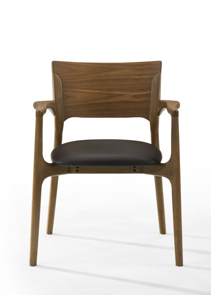 Edelman - Mid-Century Modern Brown Leatherette + Walnut Dining Set — view 5