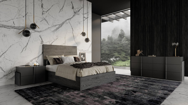 Lucia - Italian Modern Matte Grey + Elm Grey 4-Piece Bedroom Set — view 4