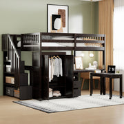 Loft Bed With Stairs, Bookshelf, Drawers, Desk & Wardrobe, Space Saving Multifunctional Furniture - R&R Furniture Gallery (Fountain Valley, CA)