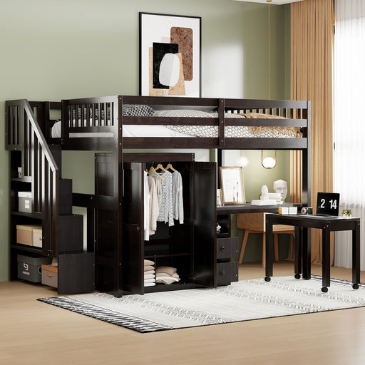 Loft Bed With Stairs, Bookshelf, Drawers, Desk & Wardrobe, Space Saving Multifunctional Furniture - R&R Furniture Gallery (Fountain Valley, CA)