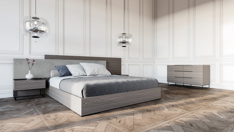 Enzo Italian Modern Grey Oak & Fabric 4-Piece Bedroom Set — view 5