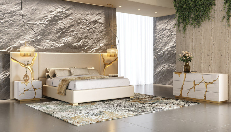 Aspen - Modern Beige + White + Gold 4-Piece Bedroom Set — view 4