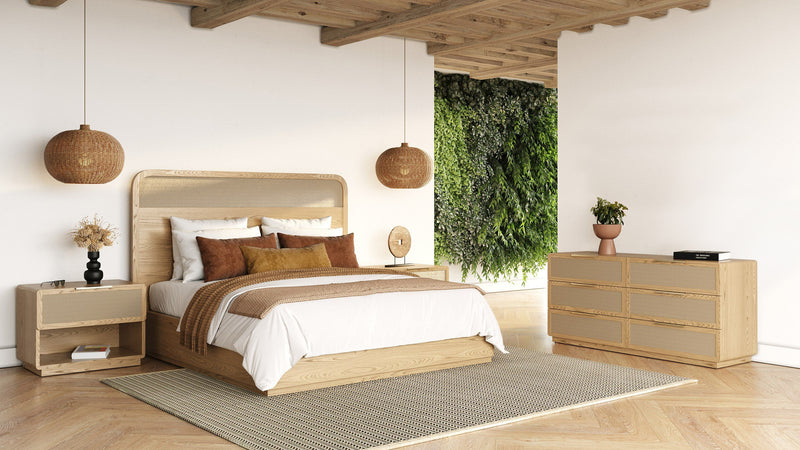 Gavin - Modern Natural Ash + Rattan 4-Piece Bedroom Set — view 3