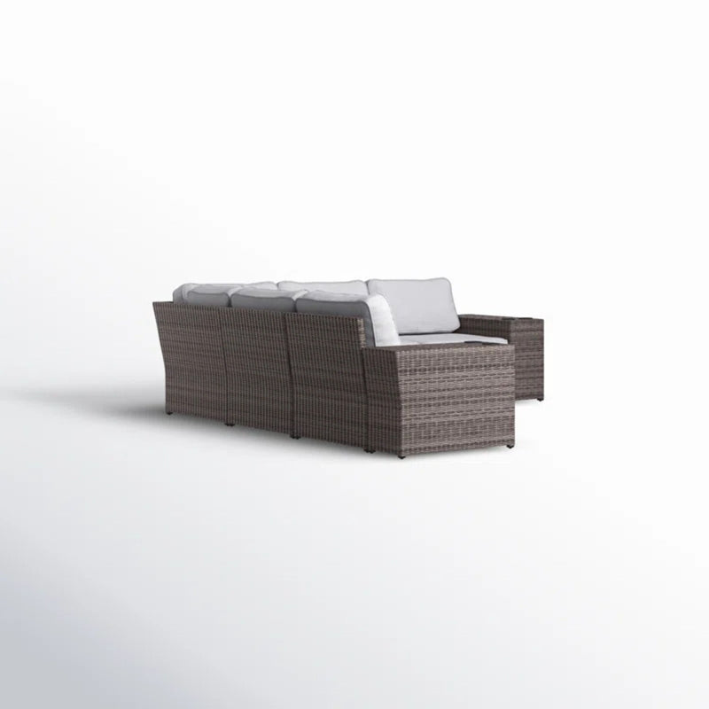 Wide Reversible Outdoor Sectional Sofa With Cushions - Brown / Gray - R&R Furniture Gallery (Fountain Valley, CA)