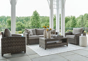 Oasis Court - Sofa, Chairs, Table Set (Set of 4) - Gray - R&R Furniture Gallery (Fountain Valley, CA)