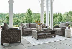 Oasis Court - Sofa, Chairs, Table Set (Set of 4) - Gray - R&R Furniture Gallery (Fountain Valley, CA)