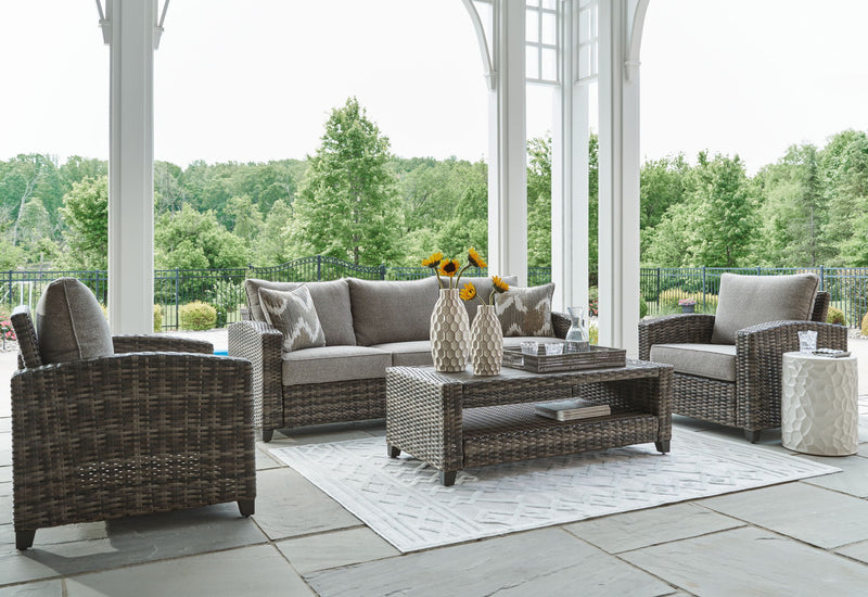 Oasis Court - Sofa, Chairs, Table Set (Set of 4) - Gray - R&R Furniture Gallery (Fountain Valley, CA)