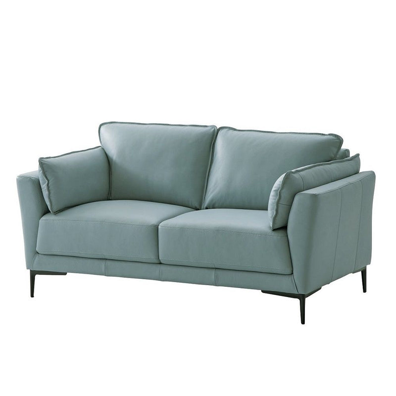 Mesut - Loveseat - Sage Green Top Grain Leather & Black - R&R Furniture Gallery (Fountain Valley, CA)