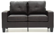 Glory Furniture Newbury track arm loveseat in cozy fabric, stationary design with plush cushions for comfortable seating.