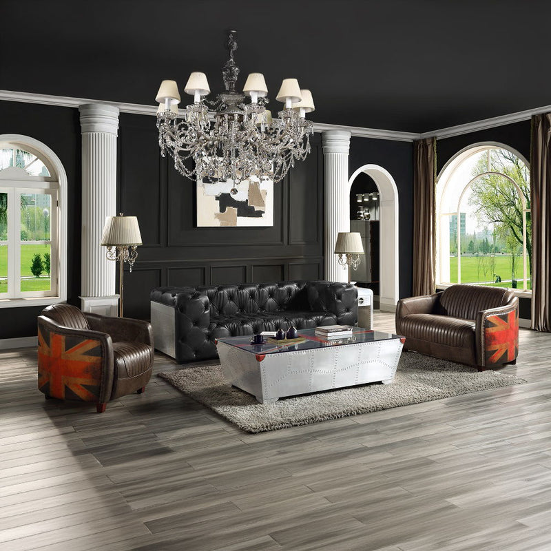 Brancaster - Loveseat - Antique Slate Top Grain Leather - R&R Furniture Gallery (Fountain Valley, CA)