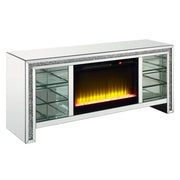 Noralie - 28" TV Stand With Fireplace & LED - Mirrored & Faux Diamonds - R&R Furniture Gallery (Fountain Valley, CA)