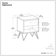 Simpli-Home Hunter accent nightstand with a sleek wooden finish and single drawer, ideal for bedroom storage and decor.