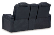 Fyne-dyme - Power Reclining Loveseat With Console/Adj Hdrst - R&R Furniture Gallery (Fountain Valley, CA)
